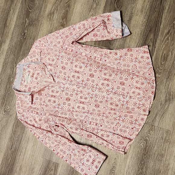 Foxcroft pink print button down sz M - Picture 1 of 3